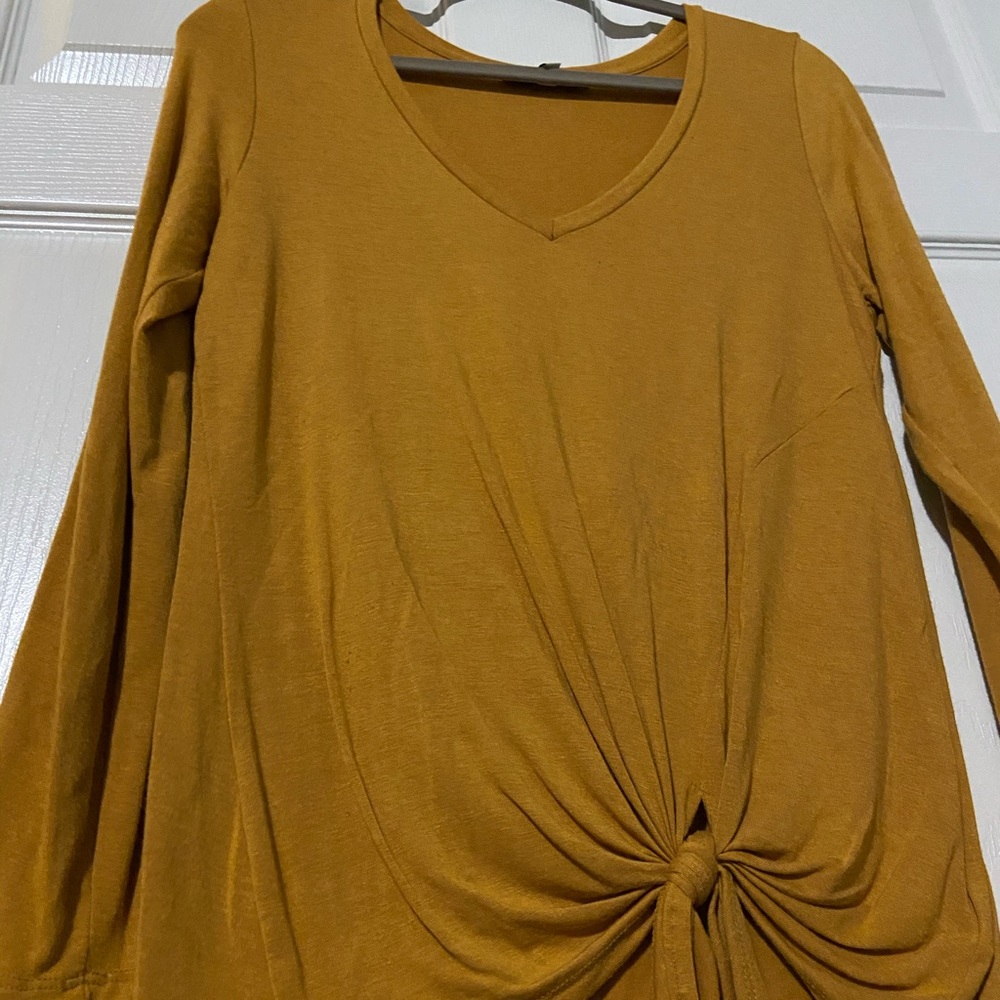 Express One Eleven Long Sleeve Tie Front Top